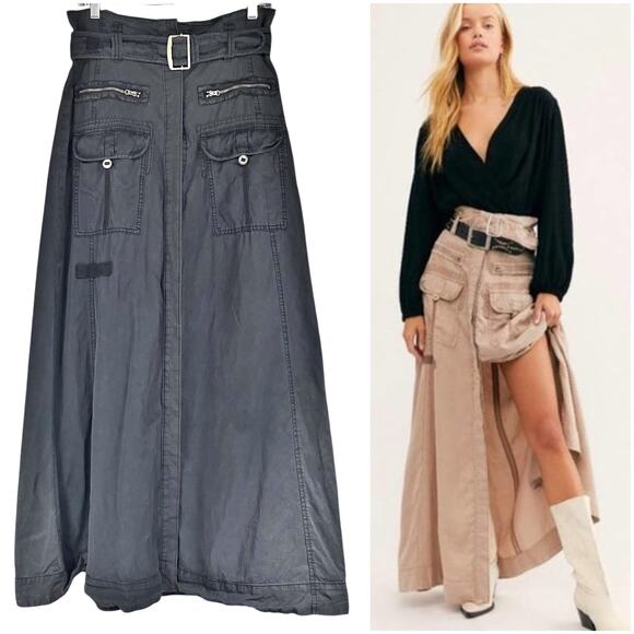 Free People Dresses & Skirts - FREE PEOPLE The Feeling of Falling Black Utility Skirt ASO Kelly Monaco Size M